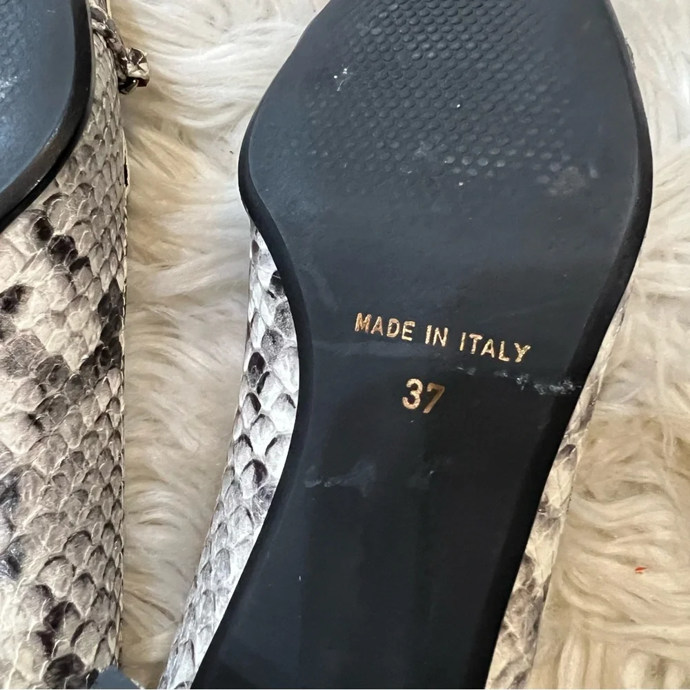 Wilma Firenze Black & White Italian Leather Snakeskin Fringe Low Heel Pumps 37 - Picture 8 of 8